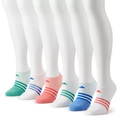 Women's adidas Superlite Badge Of Sport Stripe No-Show Sock 6-Pack -Adidas Clothing Shop 4507086 Blue Green Pink