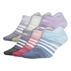 Women's adidas Superlite Badge Of Sport Stripe No-Show Sock 6-Pack -Adidas Clothing Shop 4507086 Blue Pink Gray