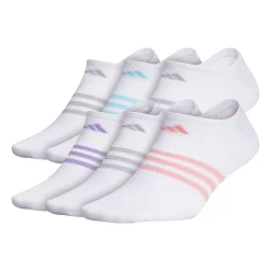 Women's adidas Superlite Badge Of Sport Stripe No-Show Sock 6-Pack -Adidas Clothing Shop 4507086 White Pink