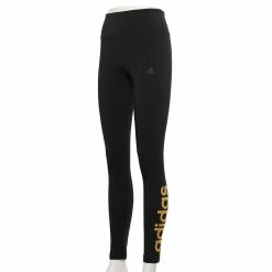 Women's adidas Essential Linear Logo High-Waisted Leggings -Adidas Clothing Shop 4627388 Black Gold