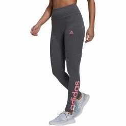Women's adidas Essential Linear Logo High-Waisted Leggings -Adidas Clothing Shop 4627388 Dark Gray Rose Tone