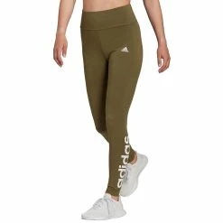 Women's adidas Essential Linear Logo High-Waisted Leggings -Adidas Clothing Shop 4627388 Focus Olive White