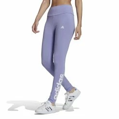 Women's adidas Essential Linear Logo High-Waisted Leggings -Adidas Clothing Shop 4627388 Light Purple