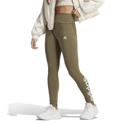 Women's adidas Essential Linear Logo High-Waisted Leggings -Adidas Clothing Shop 4627388 Olive Strata