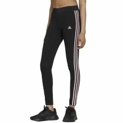 Women's adidas Essential 3-Stripe High-Waisted Leggings -Adidas Clothing Shop 4628536 Black Clear Pink