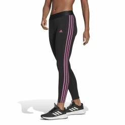 Women's adidas Essential 3-Stripe High-Waisted Leggings -Adidas Clothing Shop 4628536 Black Semi Pulse Lilac