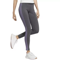 Women's adidas Essential 3-Stripe High-Waisted Leggings -Adidas Clothing Shop 4628536 Dark Gray Heather