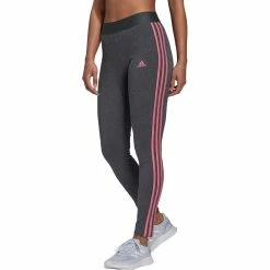 Women's adidas Essential 3-Stripe High-Waisted Leggings -Adidas Clothing Shop 4628536 Dark Gray Rose Tone