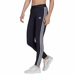 Women's adidas Essential 3-Stripe High-Waisted Leggings -Adidas Clothing Shop 4628536 Legend Ink White