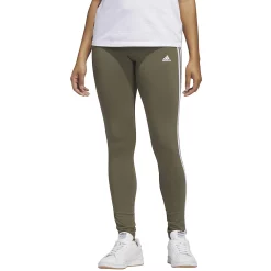 Women's adidas Essential 3-Stripe High-Waisted Leggings -Adidas Clothing Shop 4628536 Olive Strata