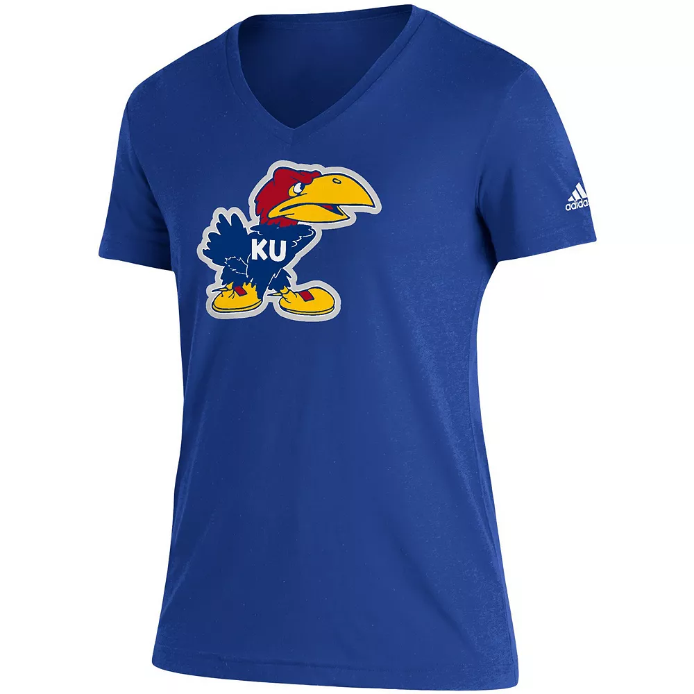 Women's adidas Royal Kansas Jayhawks Vintage Logo V-Neck T-Shirt 3 Women's adidas Royal Kansas Jayhawks Vintage Logo V-Neck T-Shirt - Image 3