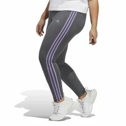 Plus Size adidas Essential Linear High-Waisted Leggings -Adidas Clothing Shop 4791042 Dark Gray Violet