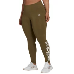 Plus Size adidas Essential Linear High-Waisted Leggings -Adidas Clothing Shop 4791042 Focus Olive White