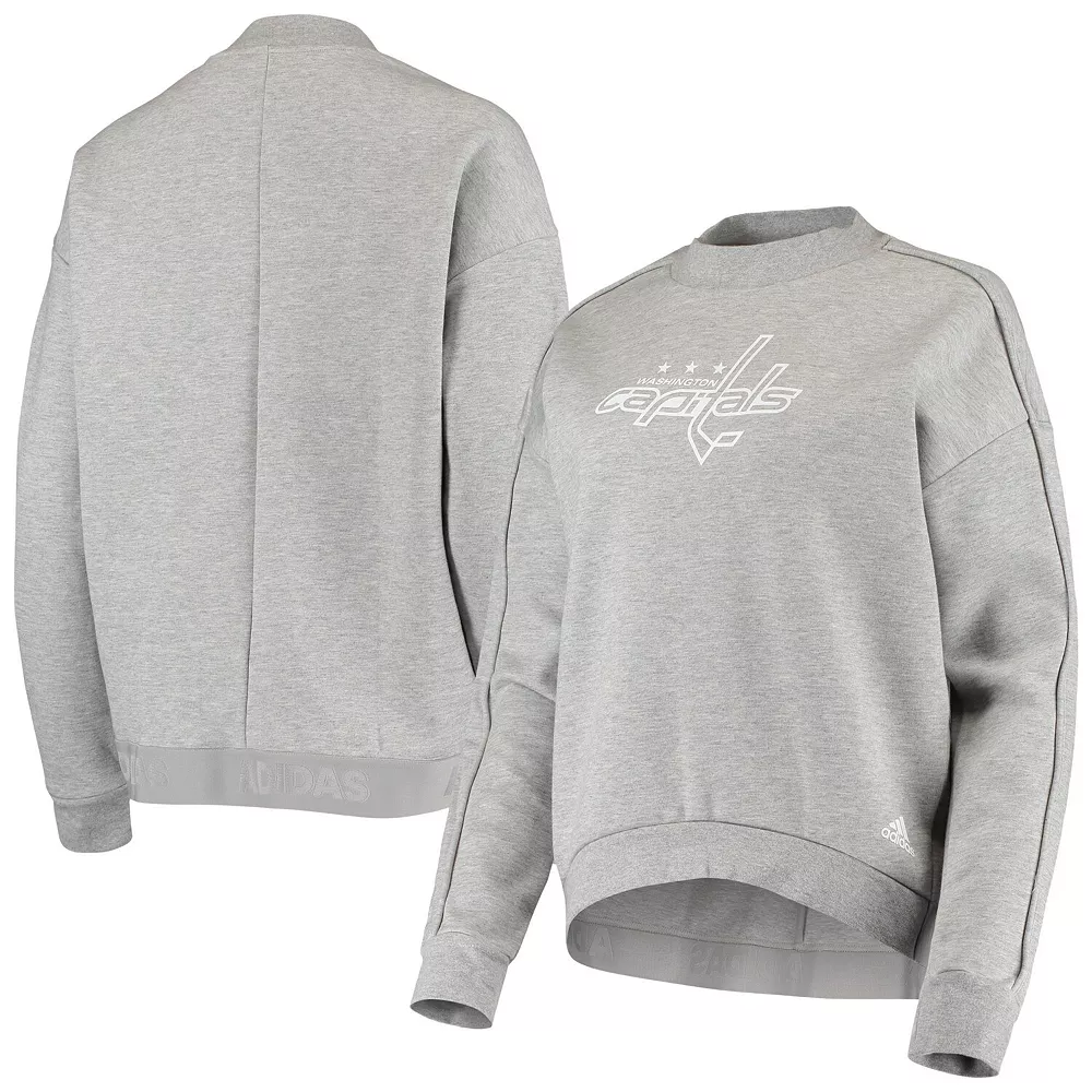 Women's adidas Heathered Gray Washington Capitals V2 Pullover Sweatshirt 2 Women's adidas Heathered Gray Washington Capitals V2 Pullover Sweatshirt - Image 2