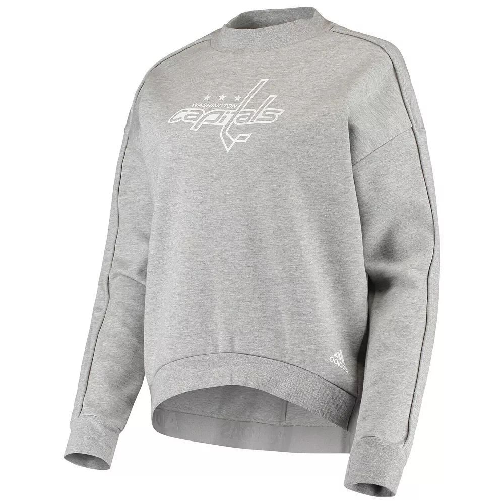 Women's adidas Heathered Gray Washington Capitals V2 Pullover Sweatshirt 3 Women's adidas Heathered Gray Washington Capitals V2 Pullover Sweatshirt - Image 3