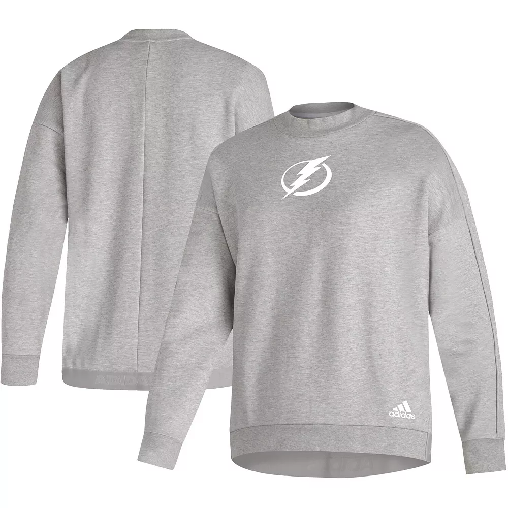 Women's adidas Heathered Gray Tampa Bay Lightning V2 Pullover Sweatshirt 2 Women's adidas Heathered Gray Tampa Bay Lightning V2 Pullover Sweatshirt - Image 2