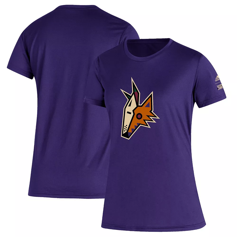 Women's adidas Purple Arizona Coyotes Reverse Retro Creator T-Shirt 1 Women's adidas Purple Arizona Coyotes Reverse Retro Creator T-Shirt