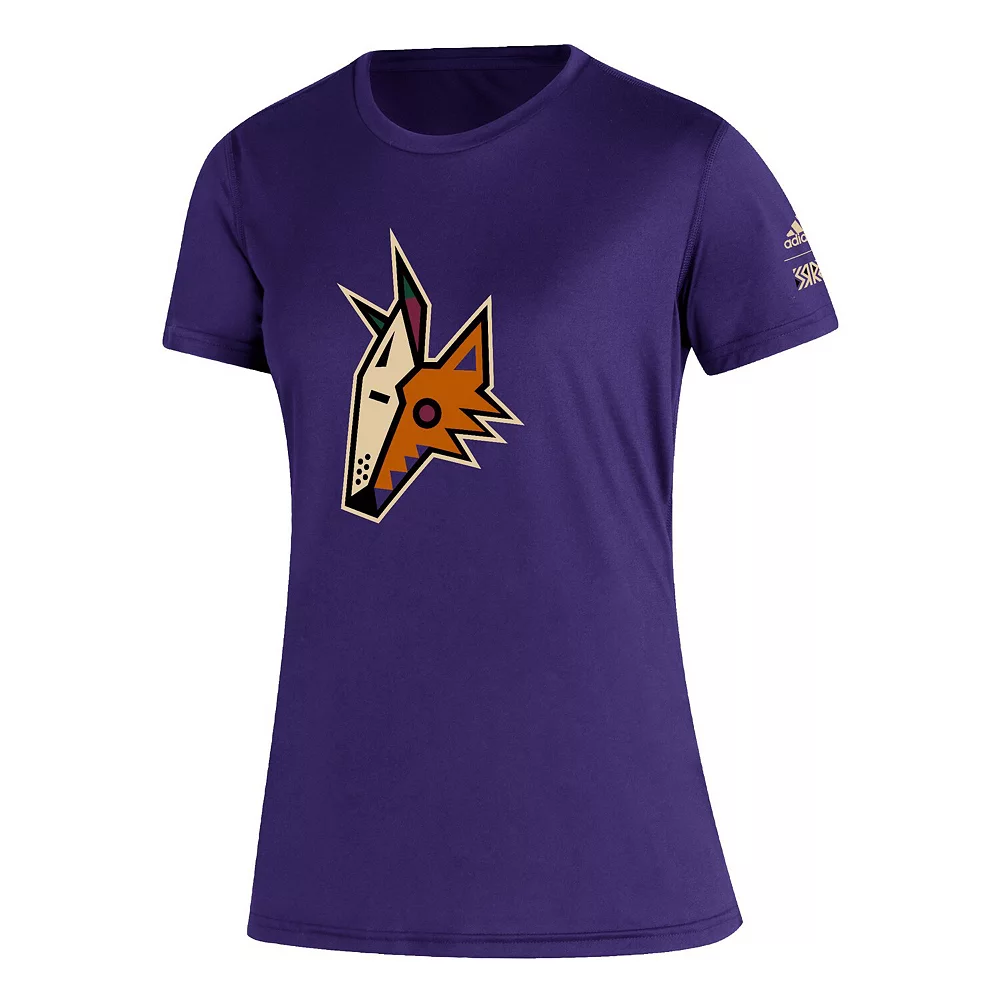 Women's adidas Purple Arizona Coyotes Reverse Retro Creator T-Shirt 2 Women's adidas Purple Arizona Coyotes Reverse Retro Creator T-Shirt - Image 2