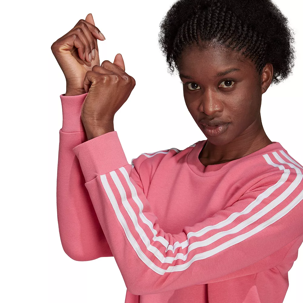 Women's adidas Essential 3-Stripe Fleece Sweatshirt 5 Women's adidas Essential 3-Stripe Fleece Sweatshirt - Image 5