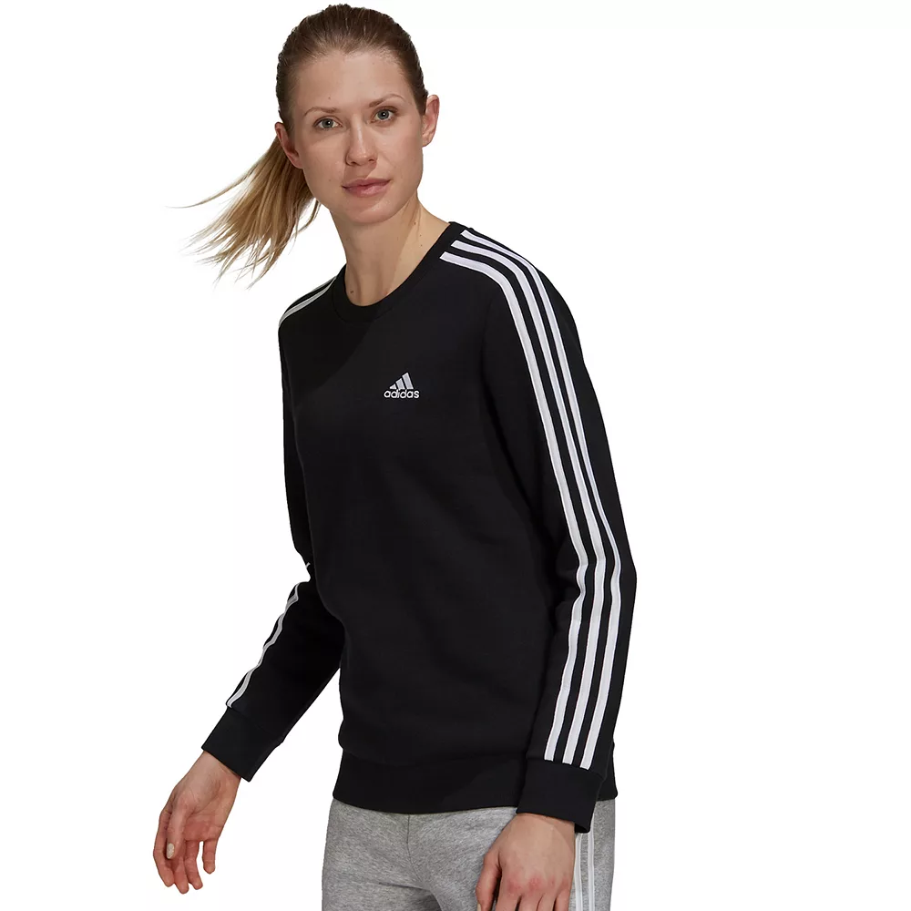 Women's adidas Essential 3-Stripe Fleece Sweatshirt 1 Women's adidas Essential 3-Stripe Fleece Sweatshirt