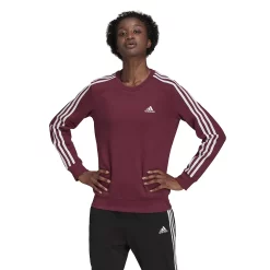 Women's adidas Essential 3-Stripe Fleece Sweatshirt 8 Women's adidas Essential 3-Stripe Fleece Sweatshirt -Adidas Clothing Shop 4935302 Victory Crimson White