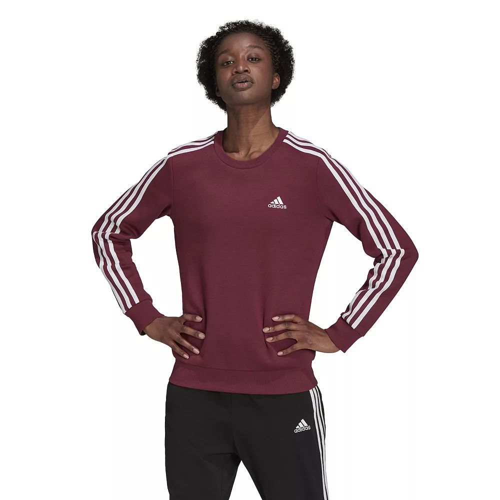 Women's adidas Essential 3-Stripe Fleece Sweatshirt 3 Women's adidas Essential 3-Stripe Fleece Sweatshirt - Image 3