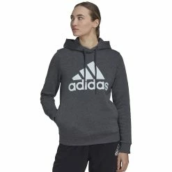 Women's adidas Essentials Logo Fleece Hoodie 17 Women's adidas Essentials Logo Fleece Hoodie -Adidas Clothing Shop 4975137 Dark Gray Heather
