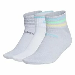 Women's adidas 3-Stripe Low Cut 3-Pack Socks -Adidas Clothing Shop 4986454 Gray Bliss Blue White