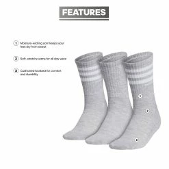Women's adidas 3-Stripe 3-Pack Crew Socks -Adidas Clothing Shop 4986457 ALT