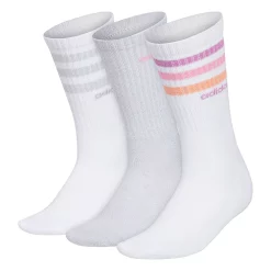 Women's adidas 3-Stripe 3-Pack Crew Socks -Adidas Clothing Shop 4986457 White Pulse Lilac