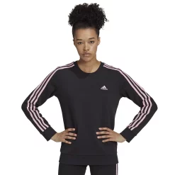 Women's adidas Essentials 3-Stripes Fleece Sweatshirt 23 Women's adidas Essentials 3-Stripes Fleece Sweatshirt -Adidas Clothing Shop 5011194 Black