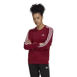 Women's adidas Essentials 3-Stripes Fleece Sweatshirt 21 Women's adidas Essentials 3-Stripes Fleece Sweatshirt -Adidas Clothing Shop 5011194 Collegiate Burgundy