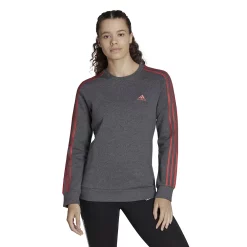 Women's adidas Essentials 3-Stripes Fleece Sweatshirt 19 Women's adidas Essentials 3-Stripes Fleece Sweatshirt -Adidas Clothing Shop 5011194 Dark Gray Heather