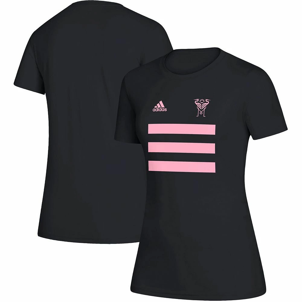 Women's adidas Black Inter Miami CF Three Stripe Life Pitch AEROREADY T-Shirt 2 Women's adidas Black Inter Miami CF Three Stripe Life Pitch AEROREADY T-Shirt - Image 2