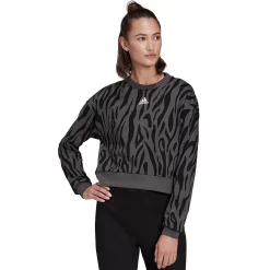 Women's adidas Tiger Print Sweatshirt -Adidas Clothing Shop 5125914 Black Gray