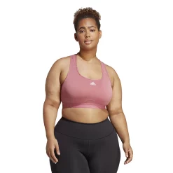 Plus Size adidas Powerreact Training Medium-Support Sports Bra -Adidas Clothing Shop 5127659 Pink Strata