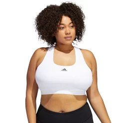 Plus Size adidas Powerreact Training Medium-Support Sports Bra -Adidas Clothing Shop 5127659 White