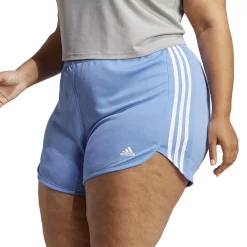 Plus Size adidas Pacer 3-Stripes Knit Shorts -Adidas Clothing Shop 5127748 Blue Fusion White