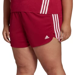 Plus Size adidas Pacer 3-Stripes Knit Shorts -Adidas Clothing Shop 5127748 Legacy Burgundy