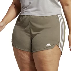 Plus Size adidas Pacer 3-Stripes Knit Shorts -Adidas Clothing Shop 5127748 Olive Strata White