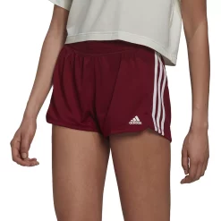 Women's adidas Pacer 3-Stripes Slim Fit Knit Shorts -Adidas Clothing Shop 5127906 Collegiate Burgundy