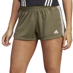 Women's adidas Pacer 3-Stripes Slim Fit Knit Shorts -Adidas Clothing Shop 5127906 Olive Strata