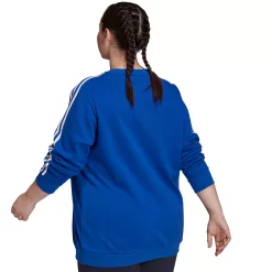 Plus Size adidas Essentials 3-Stripe Fleece Sweatshirt -Adidas Clothing Shop 5164348 ALT