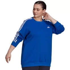 Plus Size adidas Essentials 3-Stripe Fleece Sweatshirt -Adidas Clothing Shop 5164348 ALT2