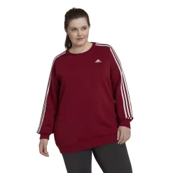 Plus Size adidas Essentials 3-Stripe Fleece Sweatshirt -Adidas Clothing Shop 5164348 Cool Burgundy