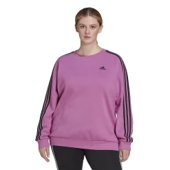 Plus Size adidas Essentials 3-Stripe Fleece Sweatshirt -Adidas Clothing Shop 5164348 Semi Pulse Lilac