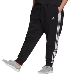 Plus Size adidas 3-Stripe Fleece Joggers -Adidas Clothing Shop 5164353 Black White