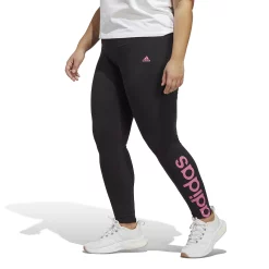 Plus Size adidas Essential 3-Stripe Leggings -Adidas Clothing Shop 5199326 Black Pulse Magenta