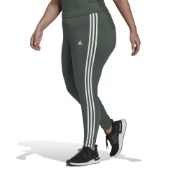 Plus Size adidas Essential 3-Stripe Leggings -Adidas Clothing Shop 5199326 Green Oxide White