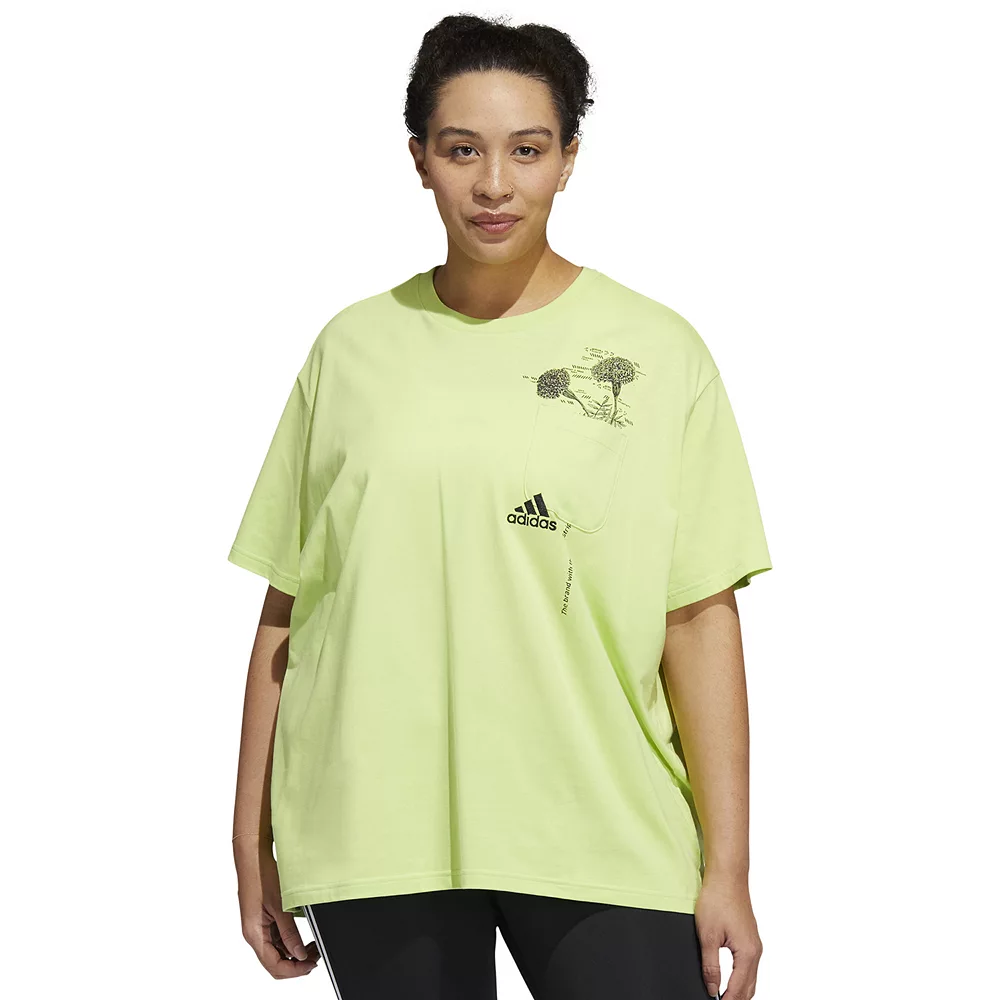 Plus Size adidas Floral International Women's Day Pocket Tee 2 Plus Size adidas Floral International Women's Day Pocket Tee - Image 2